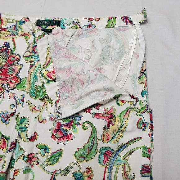 Lauren Ralph Lauren Women's Floral Pants Size 14 Watercolor Pastel Art To Wear - Picture 6 of 9